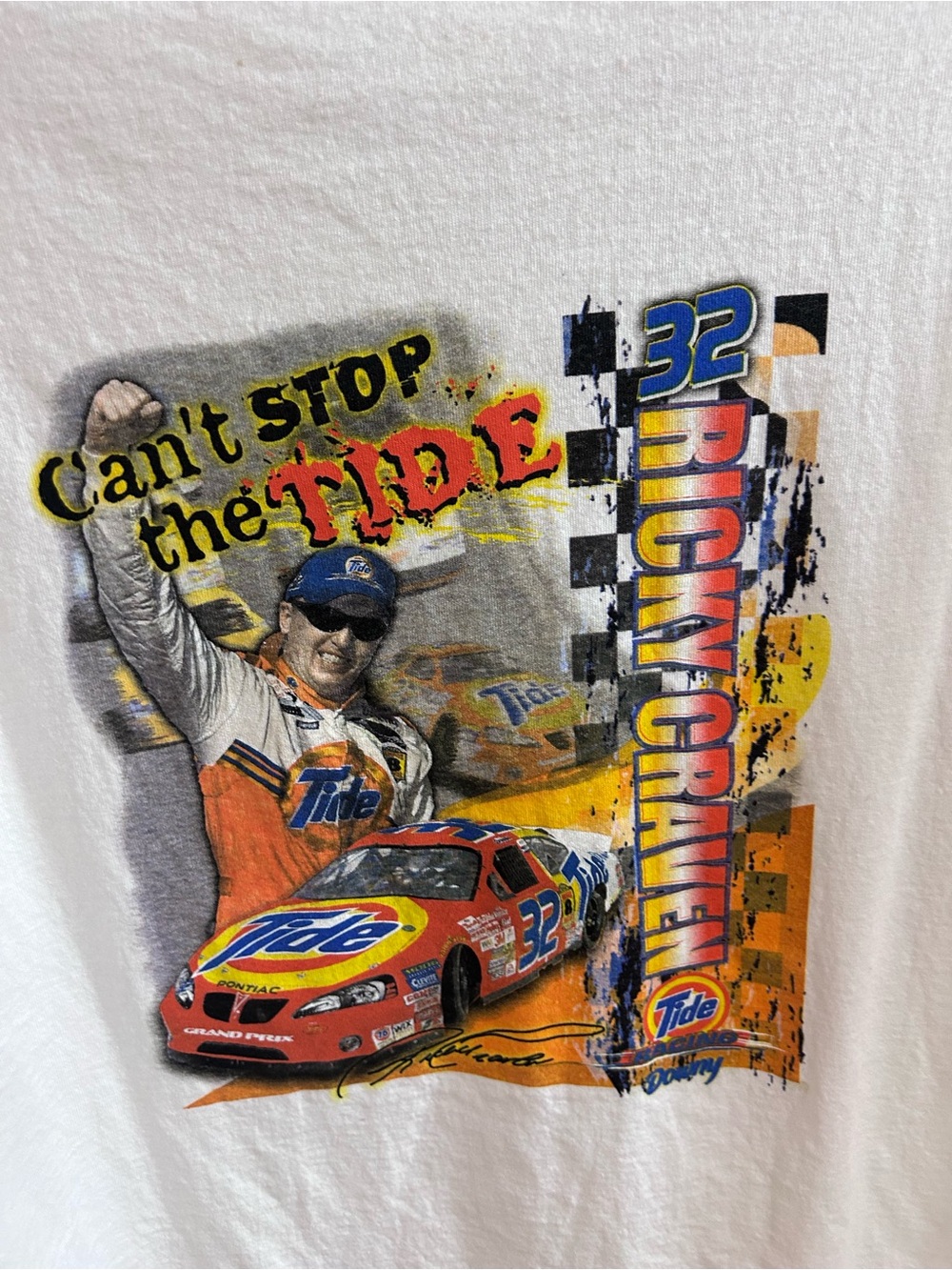 VTG 90s Ricky Craven NASCAR T-Shirt "Can't Stop The Tide" Graphic Tee Size XL